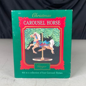Ginger 4th of 4 1989 hallmark keepsake ornament carousel horses Ginger new in box but box has damage see last photo