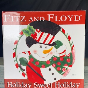 New in box Fitz and Floyd snowman snack plate