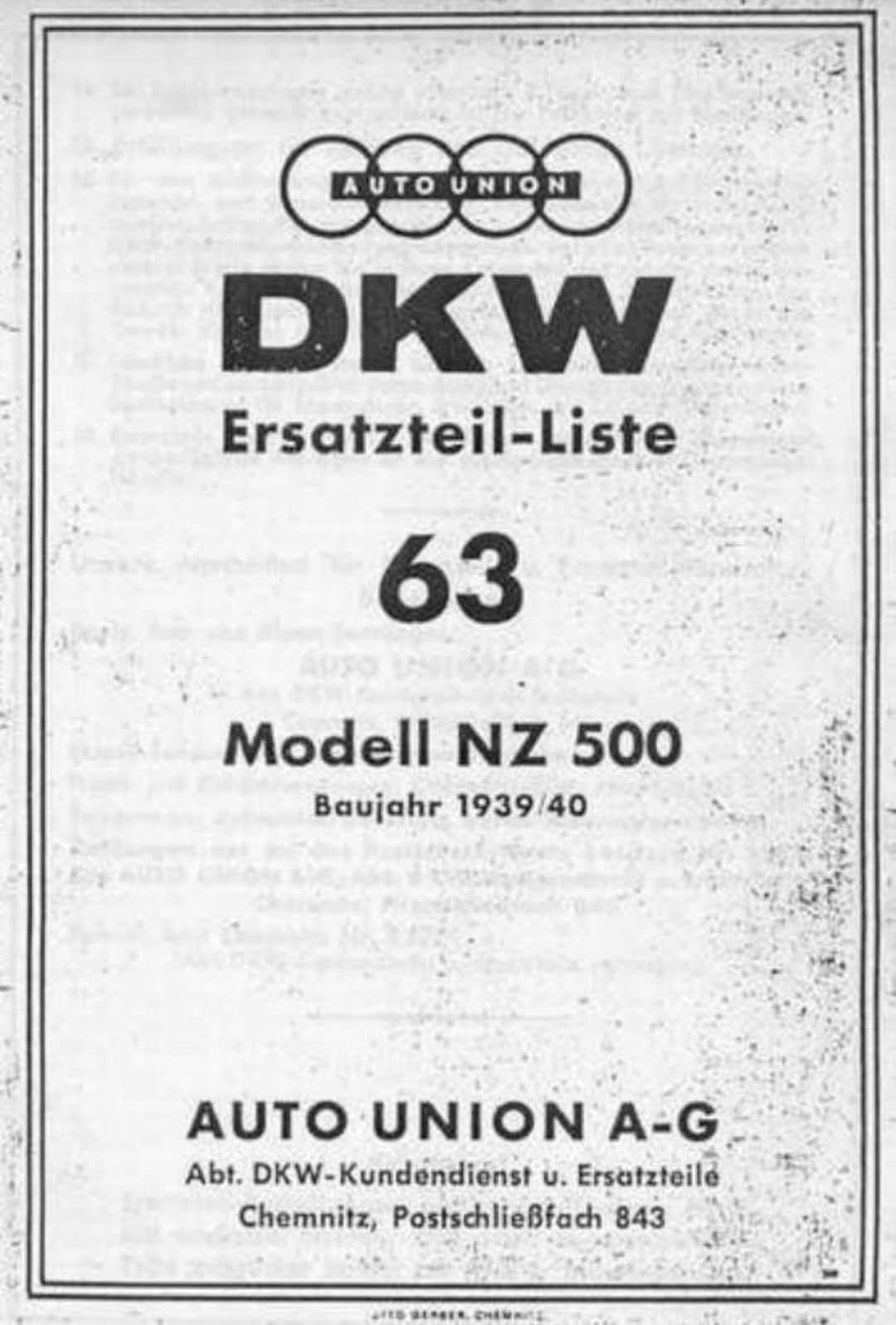 nzページ DKW NZ250-NZ500 Parts & Owners Manual 61 Pages German Digital