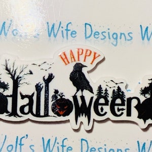 Happy Halloween, Halloween, Halloween resin, Halloween flat back planar resin, plastic resin, Gothic resin, witch resin, pumpkin resin