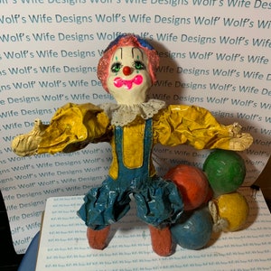 Vintage Pappmaché Clown Pappmaché Clown Vintage Pappmaché Sammlerstück