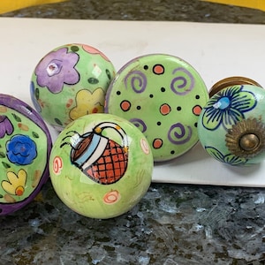 ornate ceramic drawer pulls colorful cool funky drawer pulls mixed lot