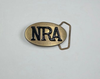 Vintage NRA Gürtelschnalle von Baron Brass 1980 NRA Gürtelschnalle von Baron Brass