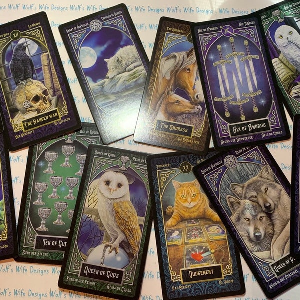Familiar tarot deck in four different languages, Basic style tarot deck with familiars no booklet