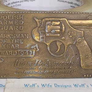 1947 Polish armed guard marksmen of the year belt buckle