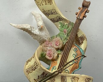 Vintage Kurt Adler cello and dove instrument hanging ornament