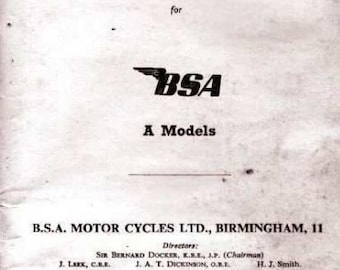 1950-1960 BSA A 7 A 10 A7 A10 Goldener Blitz Sternschnuppe Standard Motorrad Gebrauchsanweisung Besitzer Serviceheft 52 Seiten