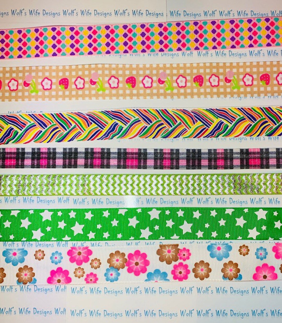 Random Ribbon Lot, Patterns and Shapes Ribbon Lot, Grosgrain Ribbon ...