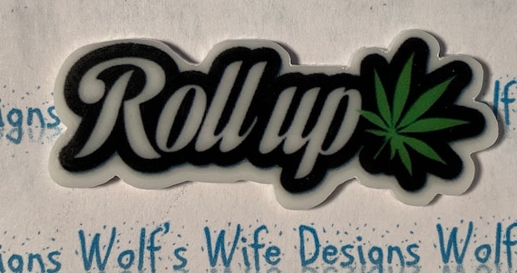 Marijuana Leaf Plastic Resin, 'Roll Up' Design (19x47MM)