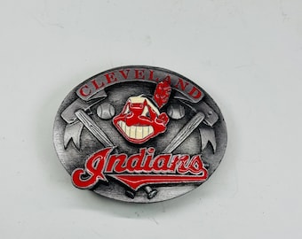 Artículo de merchandising original de los Cleveland Indians, hebilla de cinturón de peltre, edición limitada, Siskiyou Buckle Co. Inc., 1994.