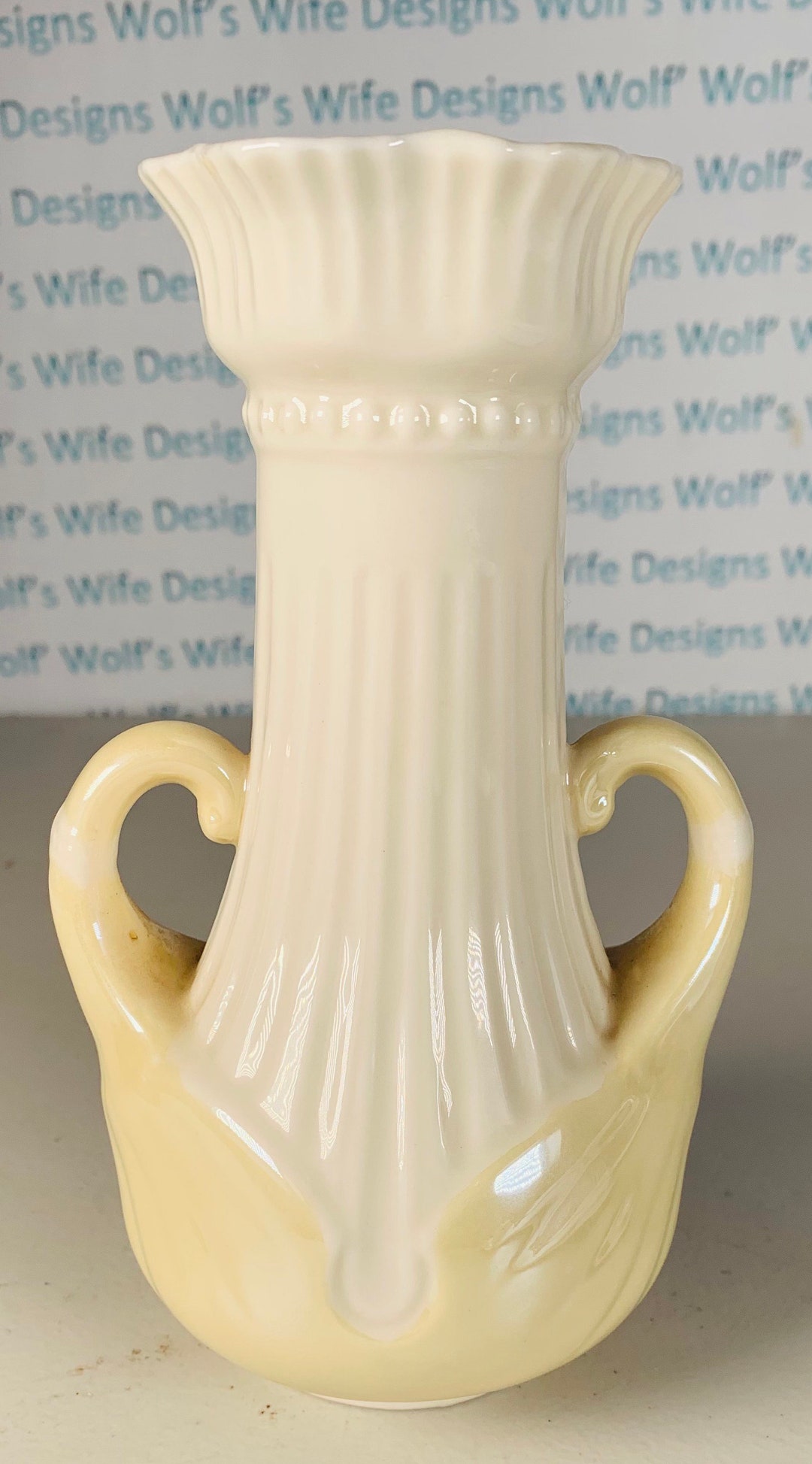 Belleek Urn Style Vase Imported From Ireland Irish Vase White and Cream
