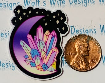 Kawii Crescent moon and crystals flatback planar resin