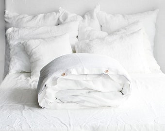 Linen Duvet Cover in Milky White - Cal King Queen Twin Full Double Single Size - Washed Soft Organic White Linen Comforter Quilt Cover