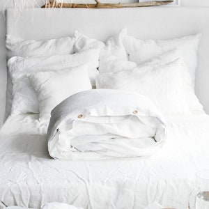 Linen Duvet Cover in Milky White Cal King Queen Twin Full Double Single Size Washed Soft Organic White Linen Comforter Quilt Cover image 1