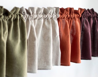 Linen Valance Curtains. Kitchen curtais, Farmhouse Valance, Rod pocket Window Valance, Linen Curtain Panel - Cottagecore Valance Curtain
