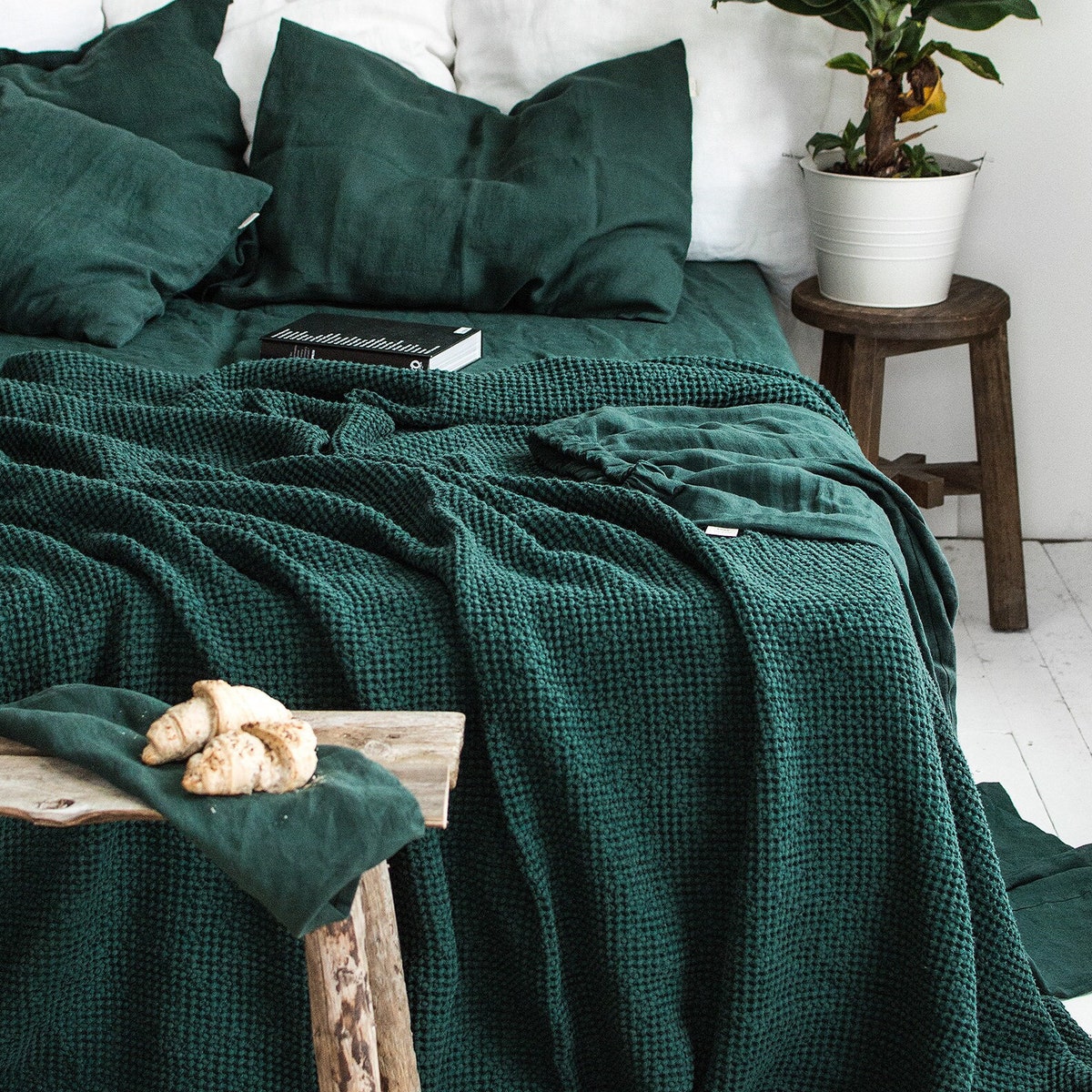 Waffle Blanket in Jungle Green- Etsy