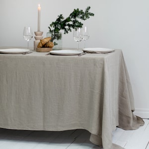 Linen Tablecloth in Natural Color. Cozy Linen Tablecloth for Round and Rectangle Tables. Multiple colors. Linen Table Decor, Farmhouse Decor