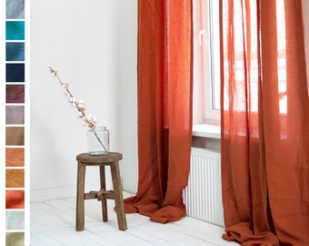 Terrakotta Leinen Vorhang Panel, Ton Roter Leinen Vorhang Drapieren, Stange Tasche curtais, Ton Wohnzimmer Gardinen, Schlafzimmer Leinen Vorhänge