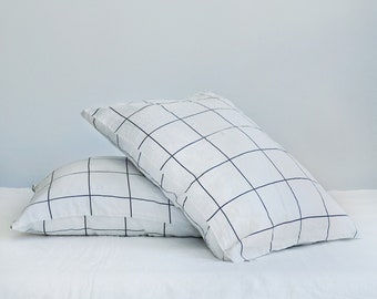 TILED LINEN PILLOWCASE. Custom print. Standard, queen, king, body, euro sham and custom size pillow cover.