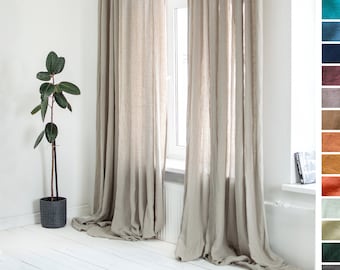 Linen Curtain Panel, Sheer Linen Curtains, Sheer Linen Drapes, Rod pocket linen curtain panel, Living room curtains, Farmhouse curtains