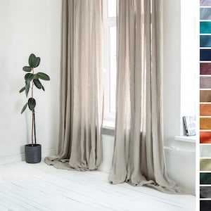 Linen Curtain Panel, Sheer Linen Curtains, Sheer Linen Drapes, Rod pocket linen curtain panel, Living room curtains, Farmhouse curtains