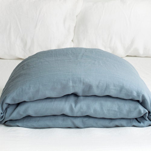Linen Duvet Cover in Teal Blue Color Stonewashed Linen Duvet Etsy