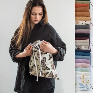 Bed linen organizer bag, Linen laundry bag with drawstring, Bed linen Storage bag, Zero waste bread and food bag, Linen closet organization