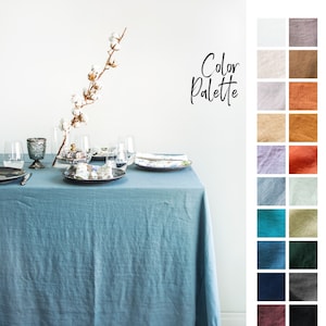 Linen Tablecloth in Dusty Blue. Cozy Linen Tablecloth for Round and Rectangle Tables. Multiple colors. Linen Table Decor, Farmhouse Decor