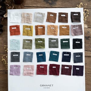 Swatches of our Linen Fabric. Includes all colors and print patterns. Natural linen samples