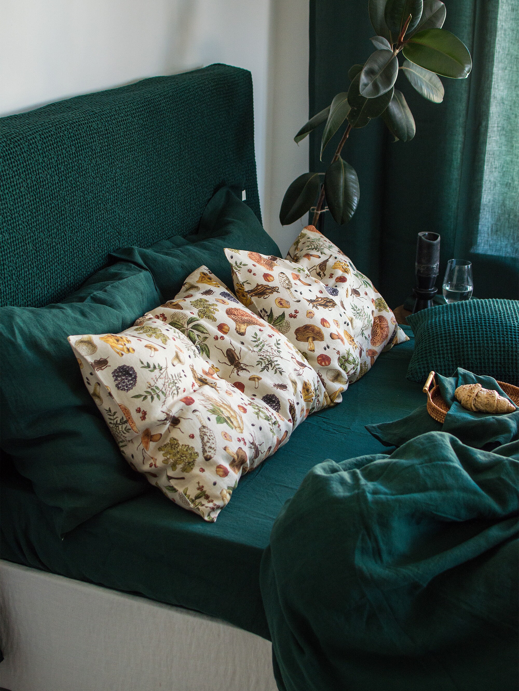 Ensemble De Draps Big Believers Jungle - Blanc, Bleu, Vert, Gris - Full - 100% Polyester - Neuf