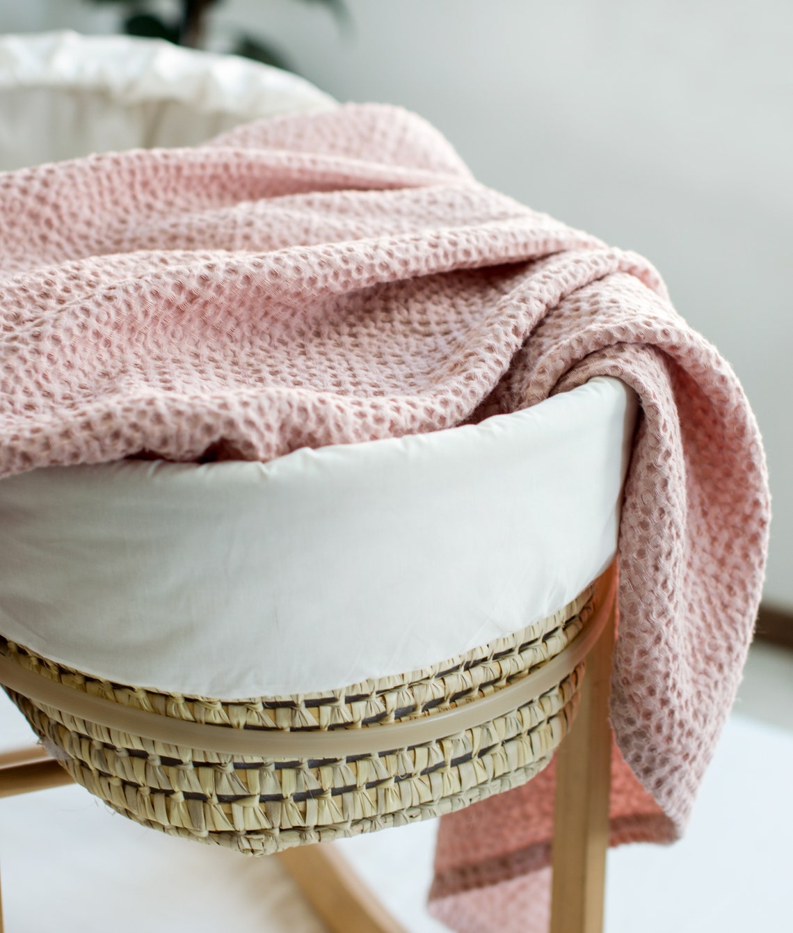 DUSTY ROSE LINEN Baby Blanket. Linen Waffle Throw in Dusty Etsy UK