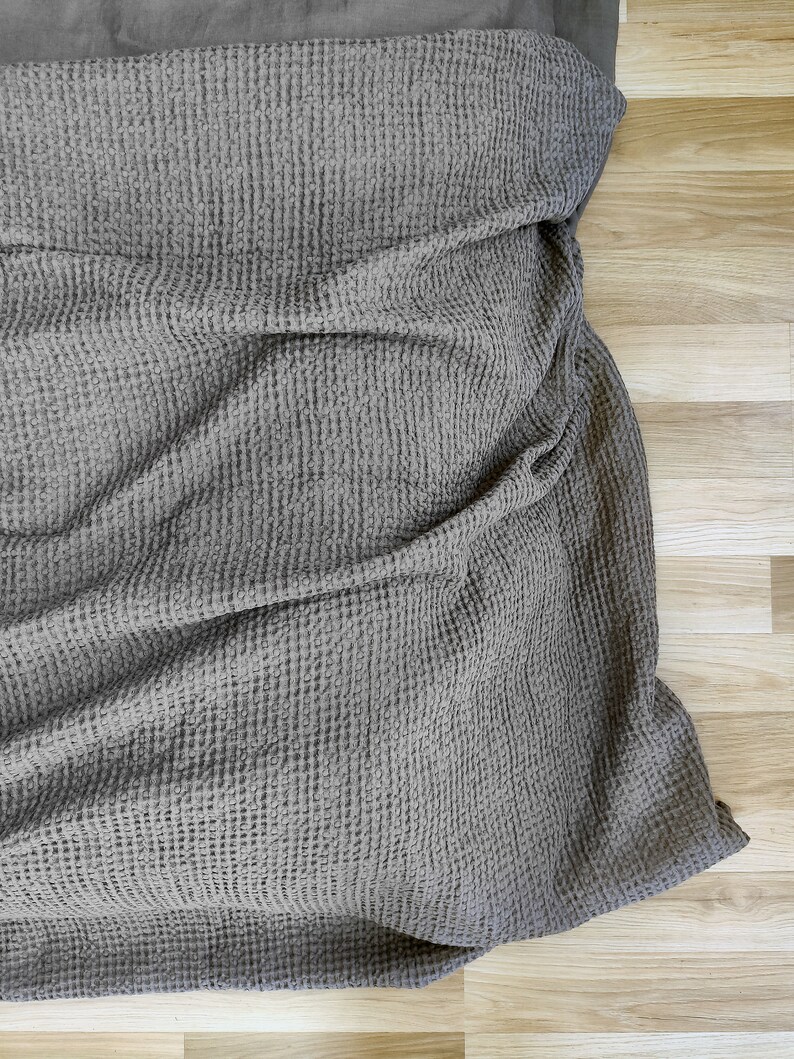 CHARCOAL GREY WAFFLE Blanket. Soft Linen Waffle Throw Blanket | Etsy