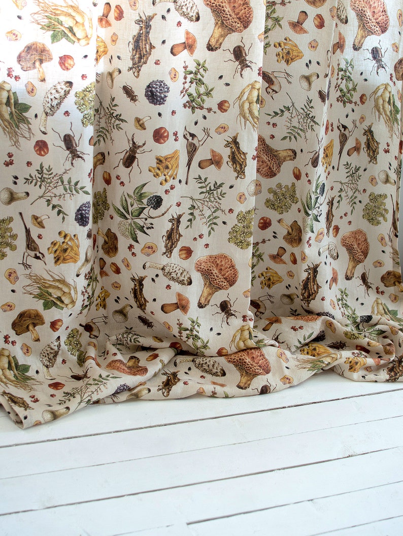 Panneau de rideau en lin champignon, rideaux vintage, rideau de poche pour tringle, voilages en lin, rideaux en lin, rideaux de ferme image 5