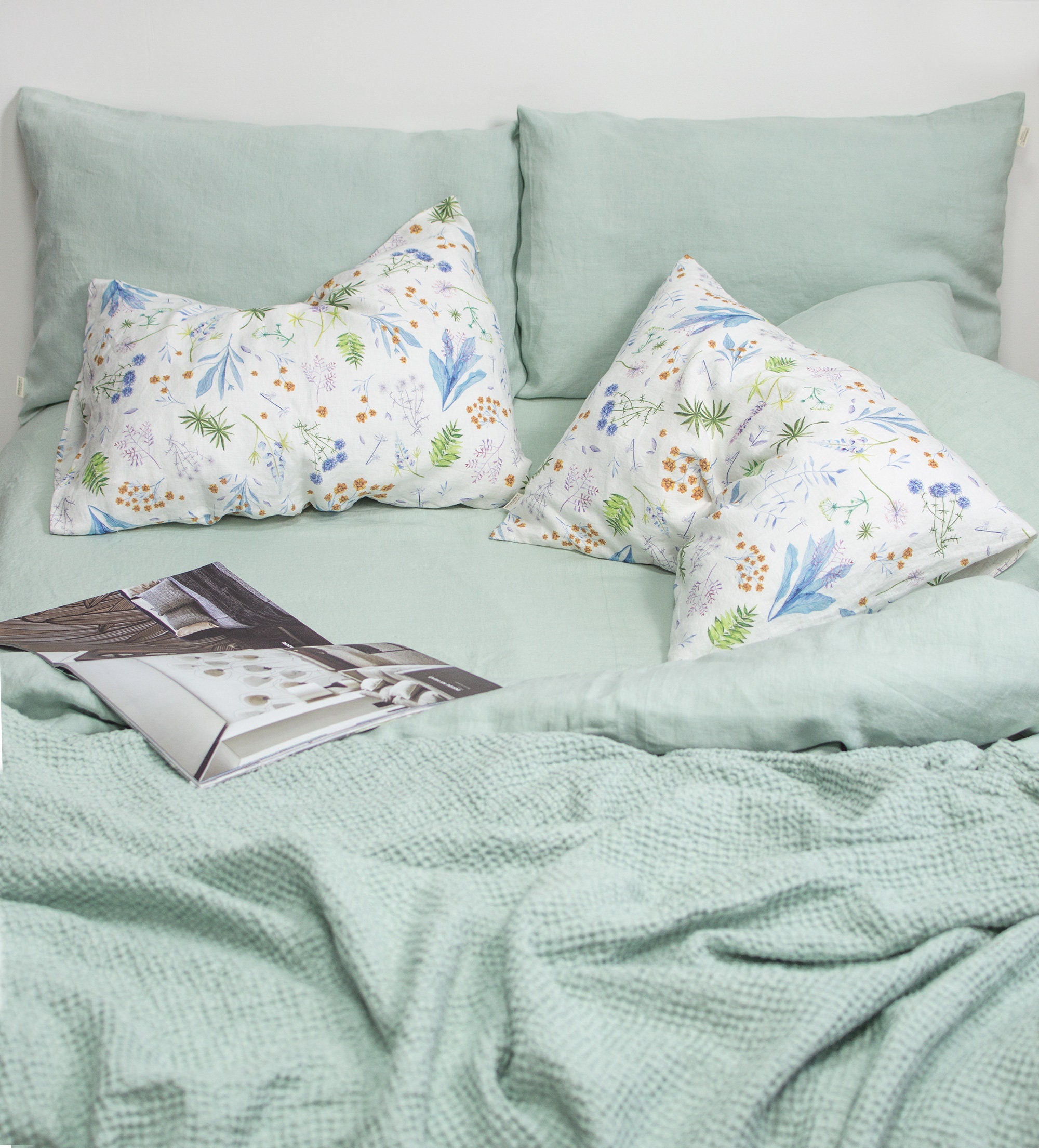 Linen Duvet Cover in Sage Green. King Queen Twin Full Etsy