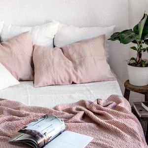 Linen Pillowcase in Dusty Rose - Pink Linen Pillow Cover - Blush Pillow Sham Standard Queen King Body Lumbar Euro Deco Cushion Cover