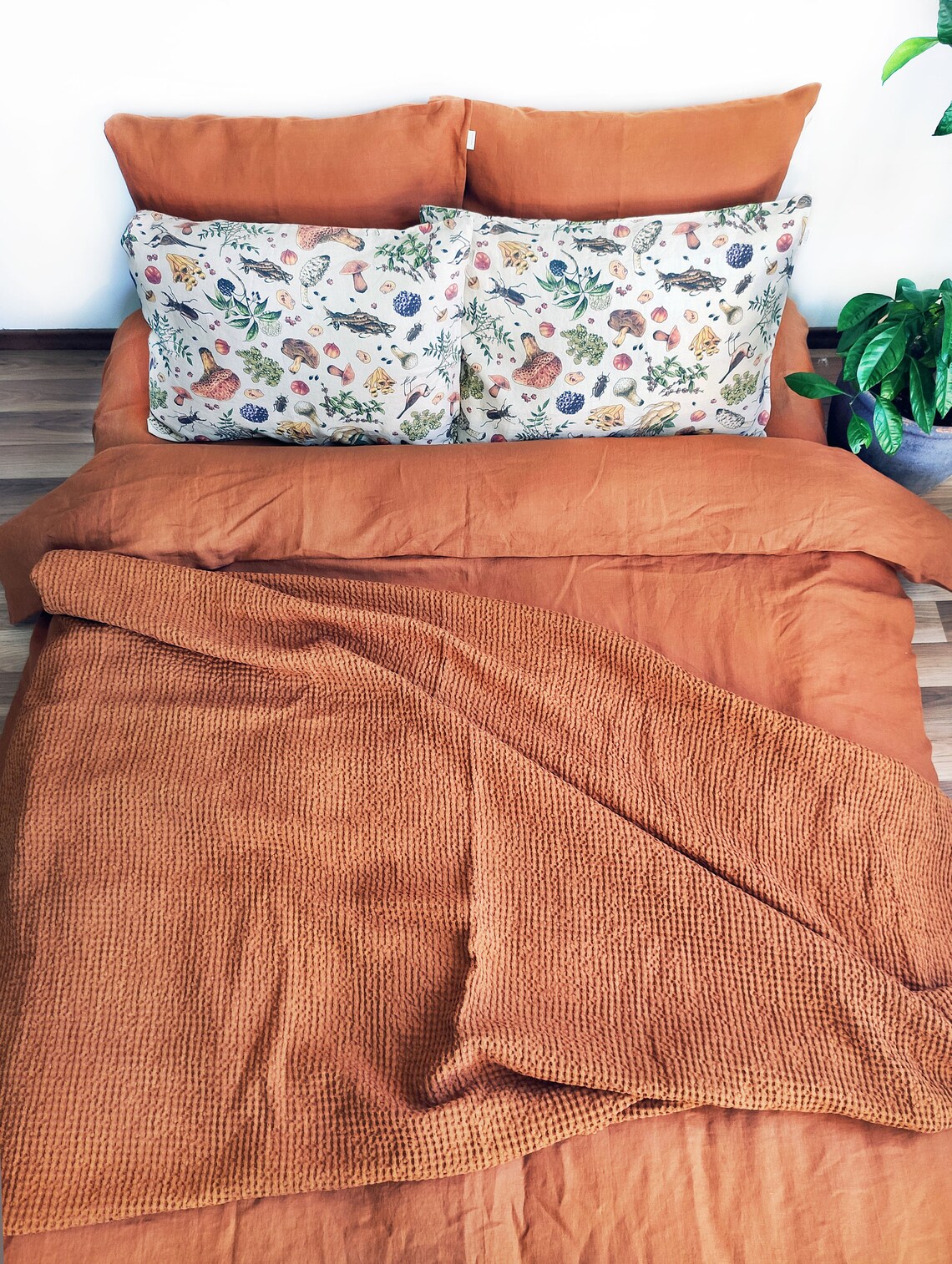 CINNAMON LINEN BEDDING. 4 Piece Linen Bedding Set in Cinnamon. Etsy