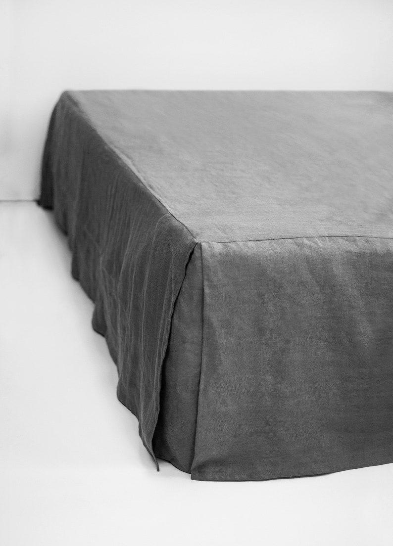 Linen Bed Skirt. Classic Flat Bed Skirt. King Queen Full Etsy