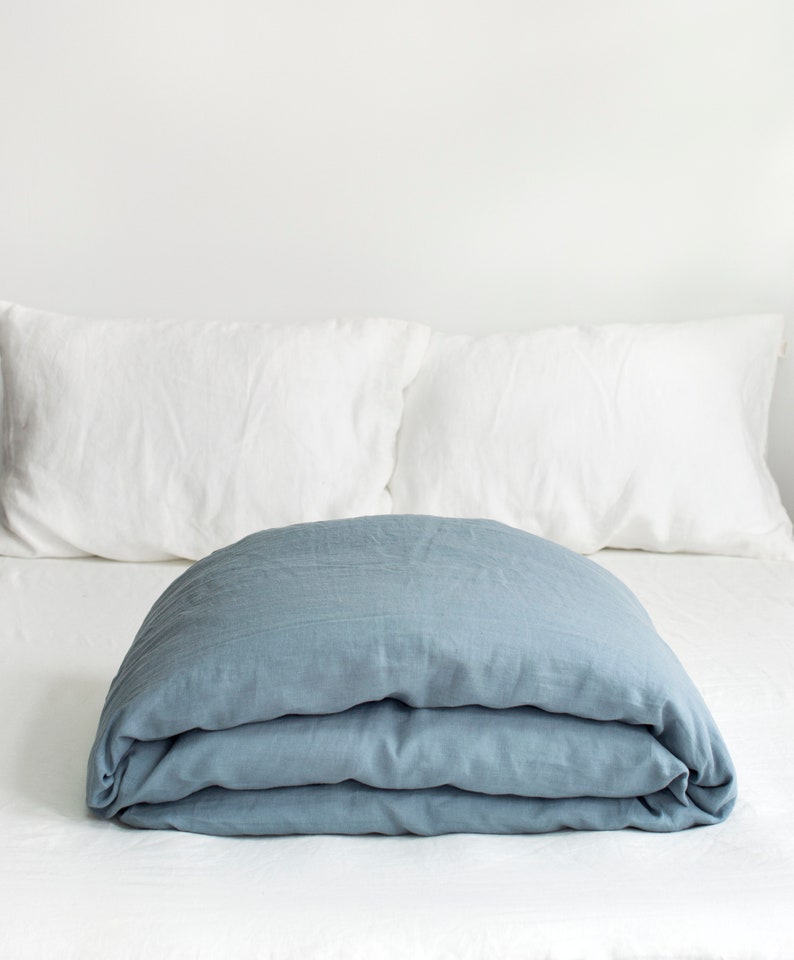DUSTY BLUE LINEN Duvet Cover. Natural Stonewashed Linen Duvet Etsy