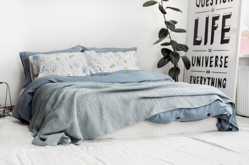 DUSTY BLUE LINEN Duvet Cover. Natural Stonewashed Linen Duvet Etsy