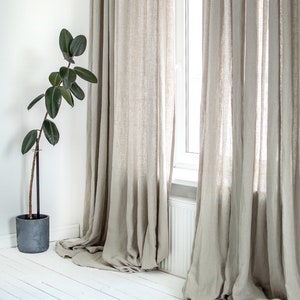 Rod pocket Linen Curtain drapes for bedroom