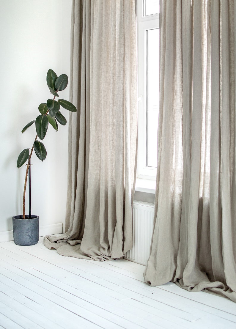 Rod pocket Linen Curtain drapes for bedroom