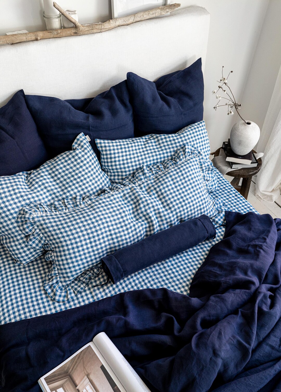 Indigo Blue Linen Flatsheet Set main image 1