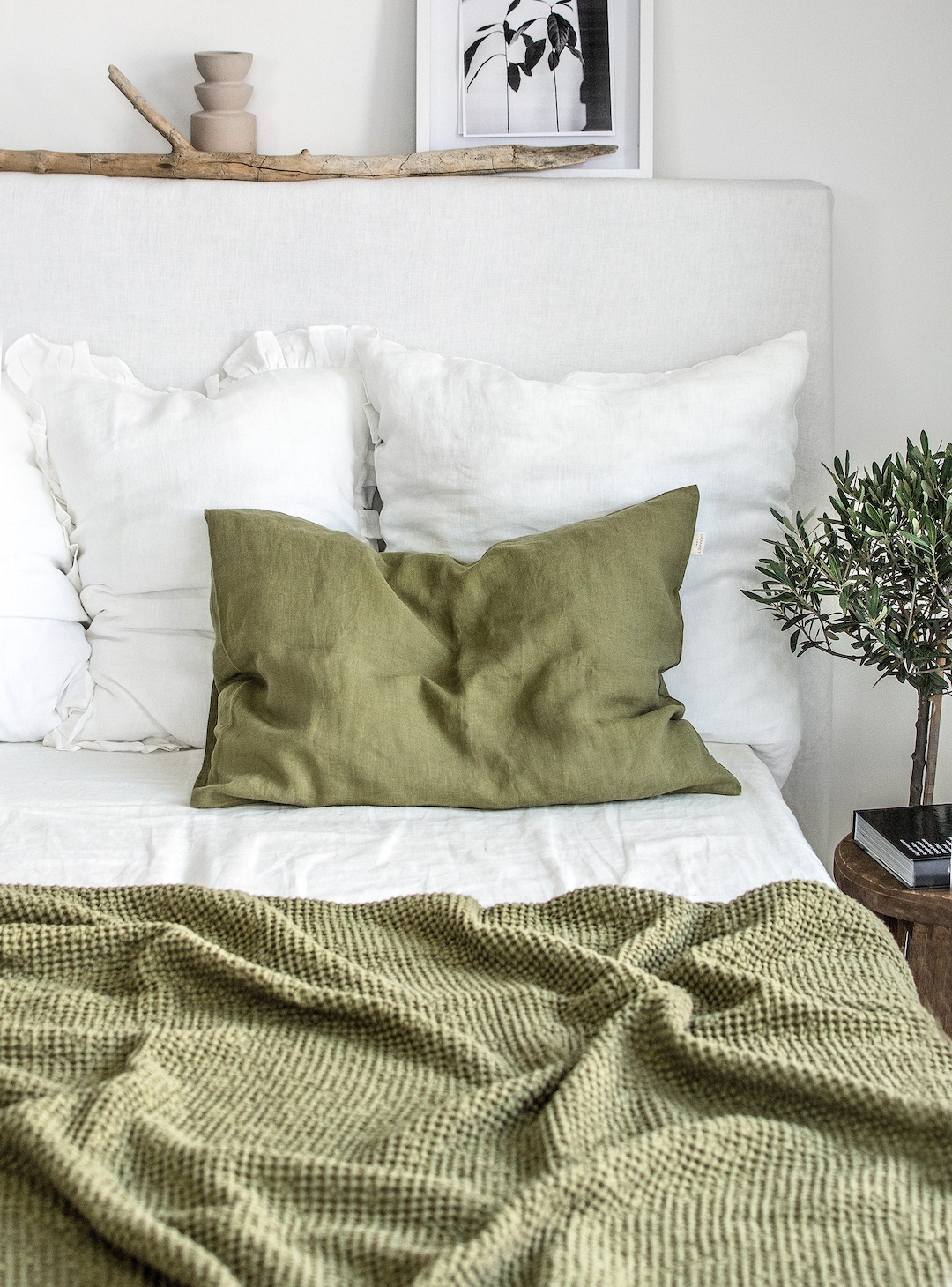 Linen Pillowcase in Olive Green. Linen Pillow Cover. Standard, Queen, King,  Body, Lumbar, Euro Sham, Deco, Throw Pillow, Custom Size - Etsy, image size:1080x1460