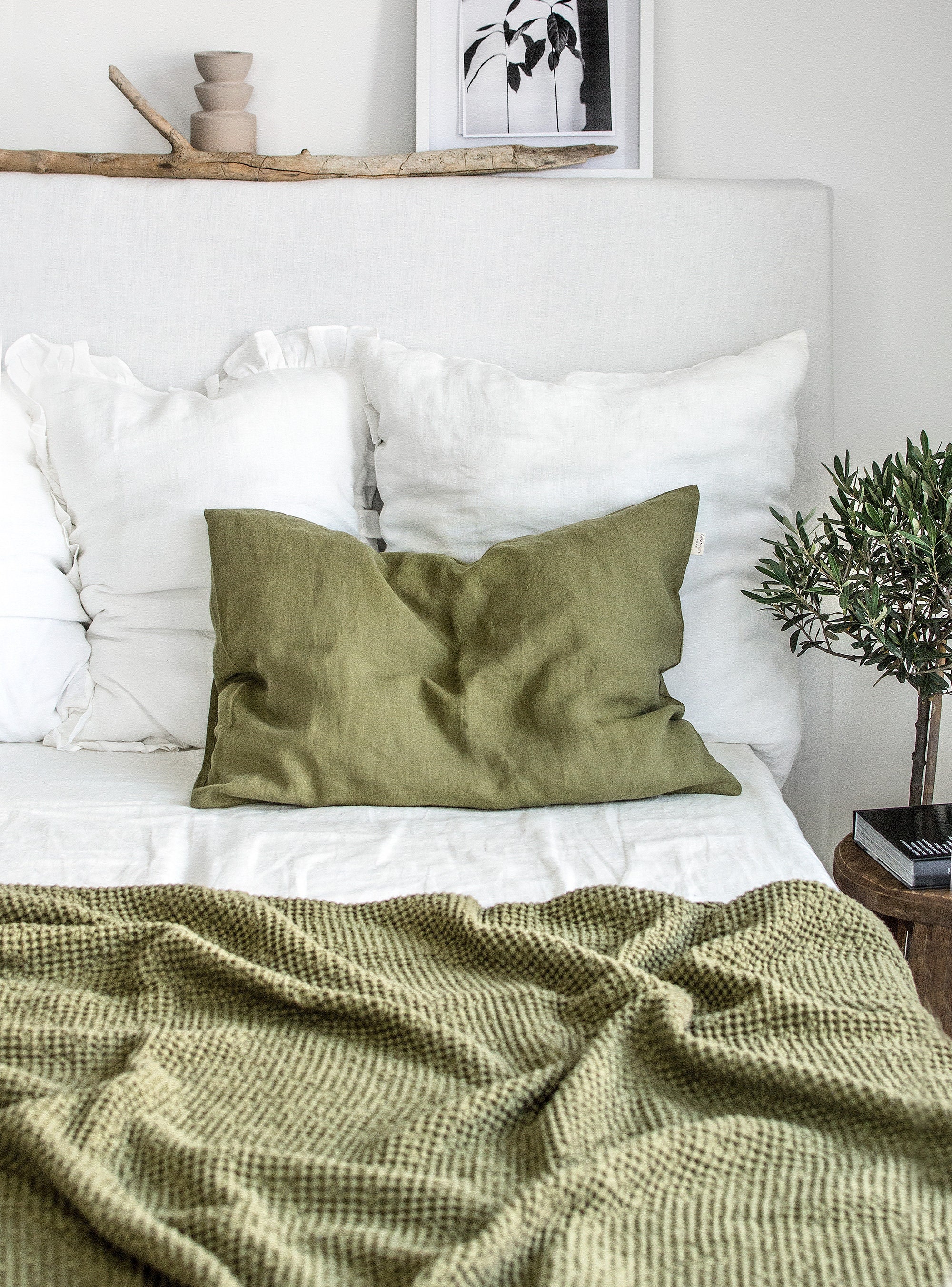 Linen Duvet Cover, Moss Green Linen Bedding, Stonewashed Natural Quilt  Cover, Linen Gift Idea 