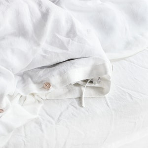 Linen Duvet Cover in Milky White Cal King Queen Twin Full Double Single Size Washed Soft Organic White Linen Comforter Quilt Cover image 6