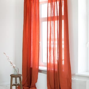 terracotta linen sheer curtain panels