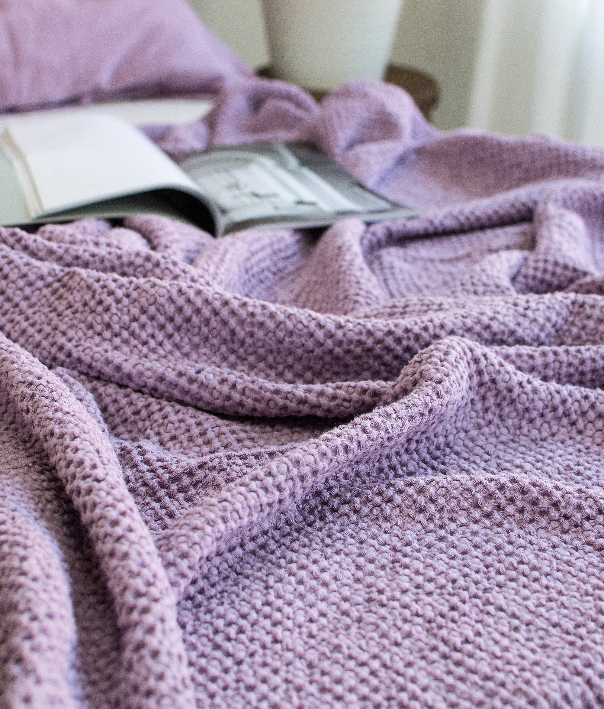 LAVENDER WAFFLE BLANKET. Linen Waffle Throw Blanket in Lavender Purple Color. Comforter Waffle Throw Blanket. Provance Purple Color Linen. Etsy Ireland