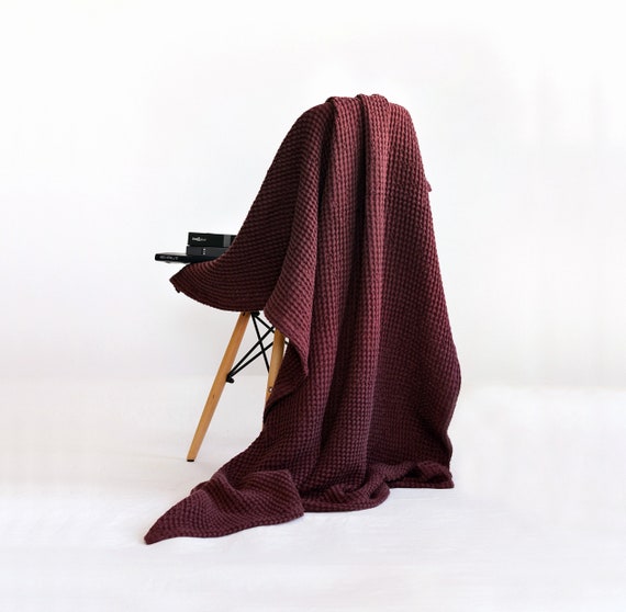 Red waffle online throw
