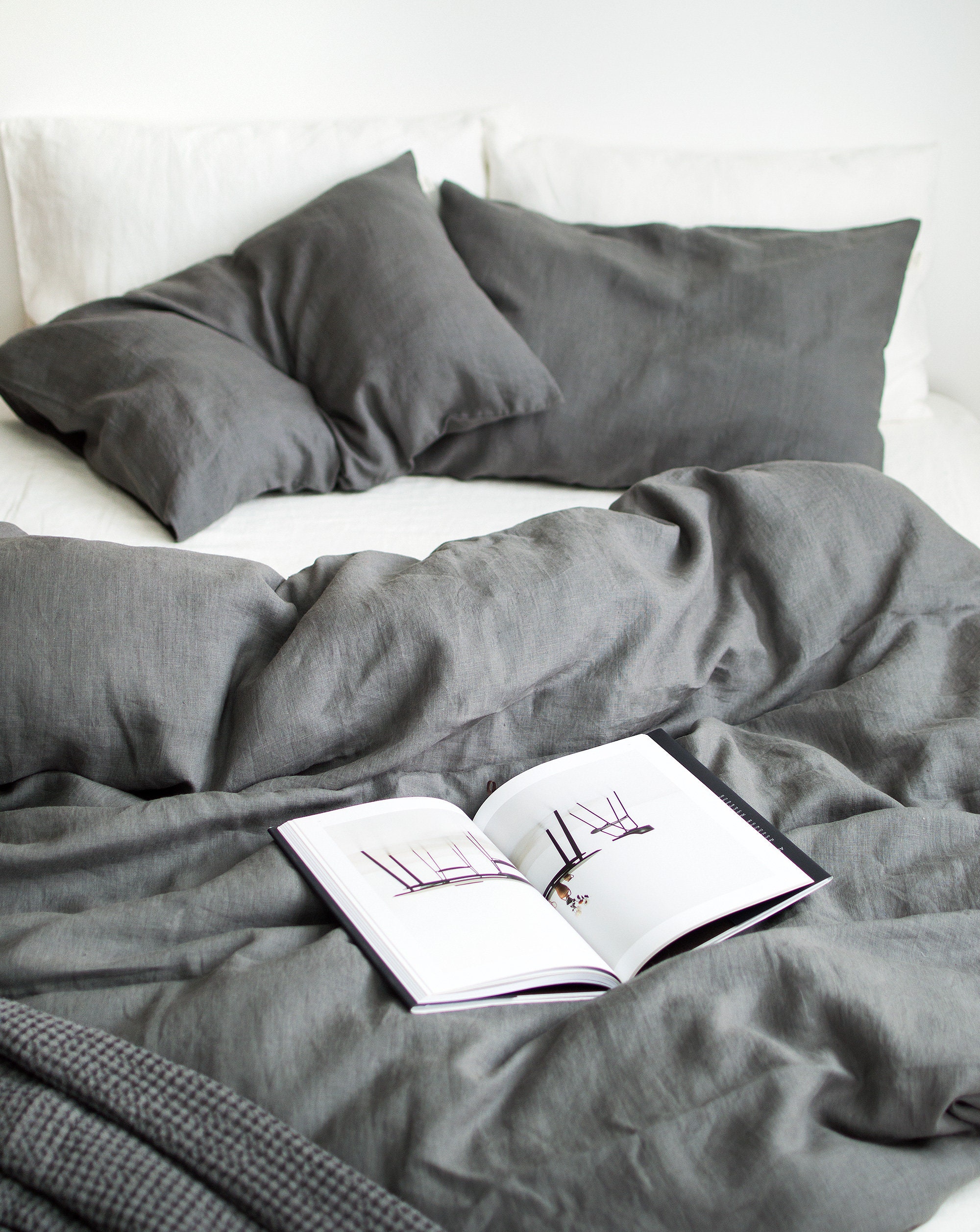 Linen Fitted Sheet Lead Gray