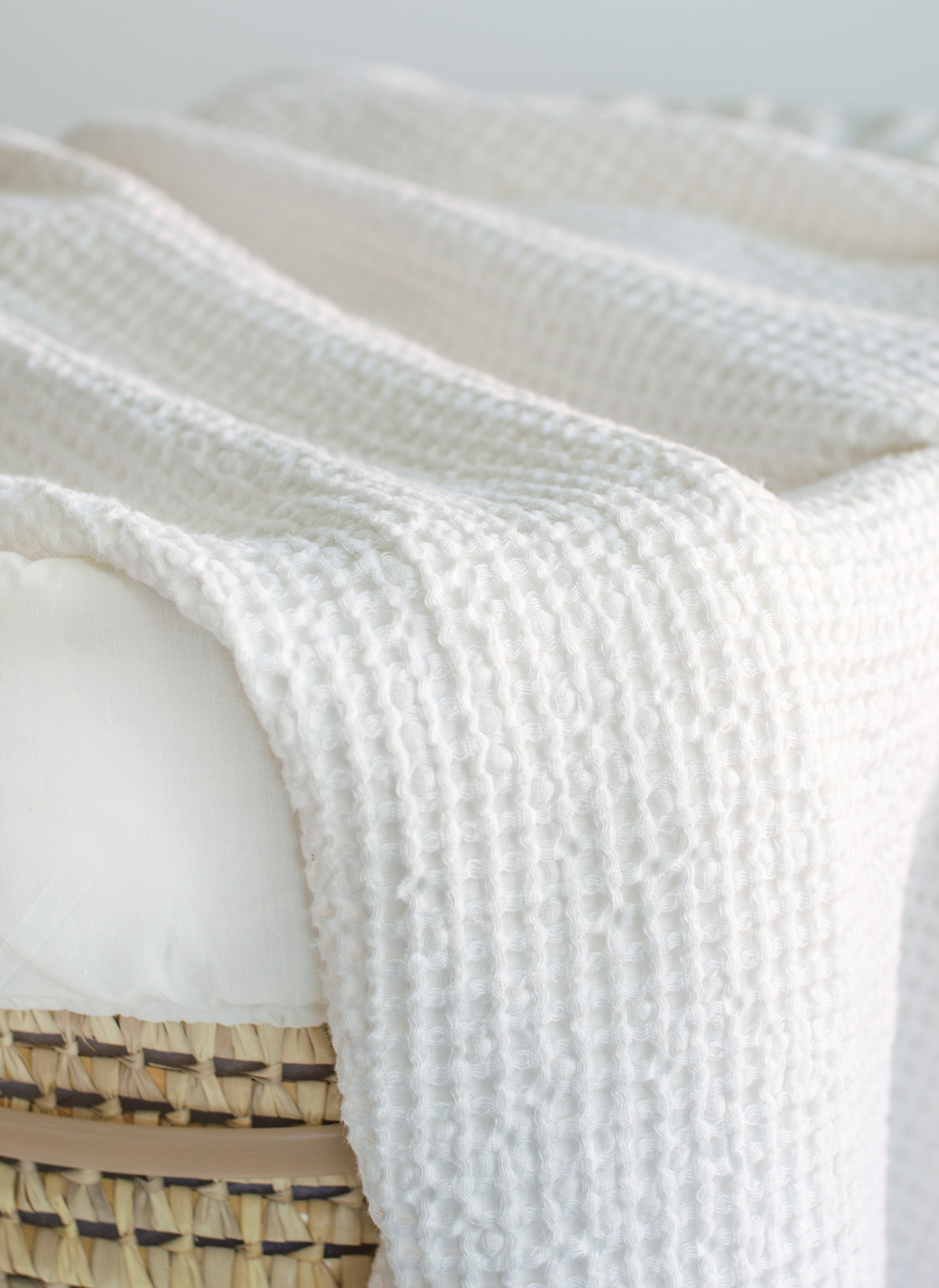 WHITE LINEN BABY Blanket. Stylish & Soft Linen Waffle Throw - Etsy UK